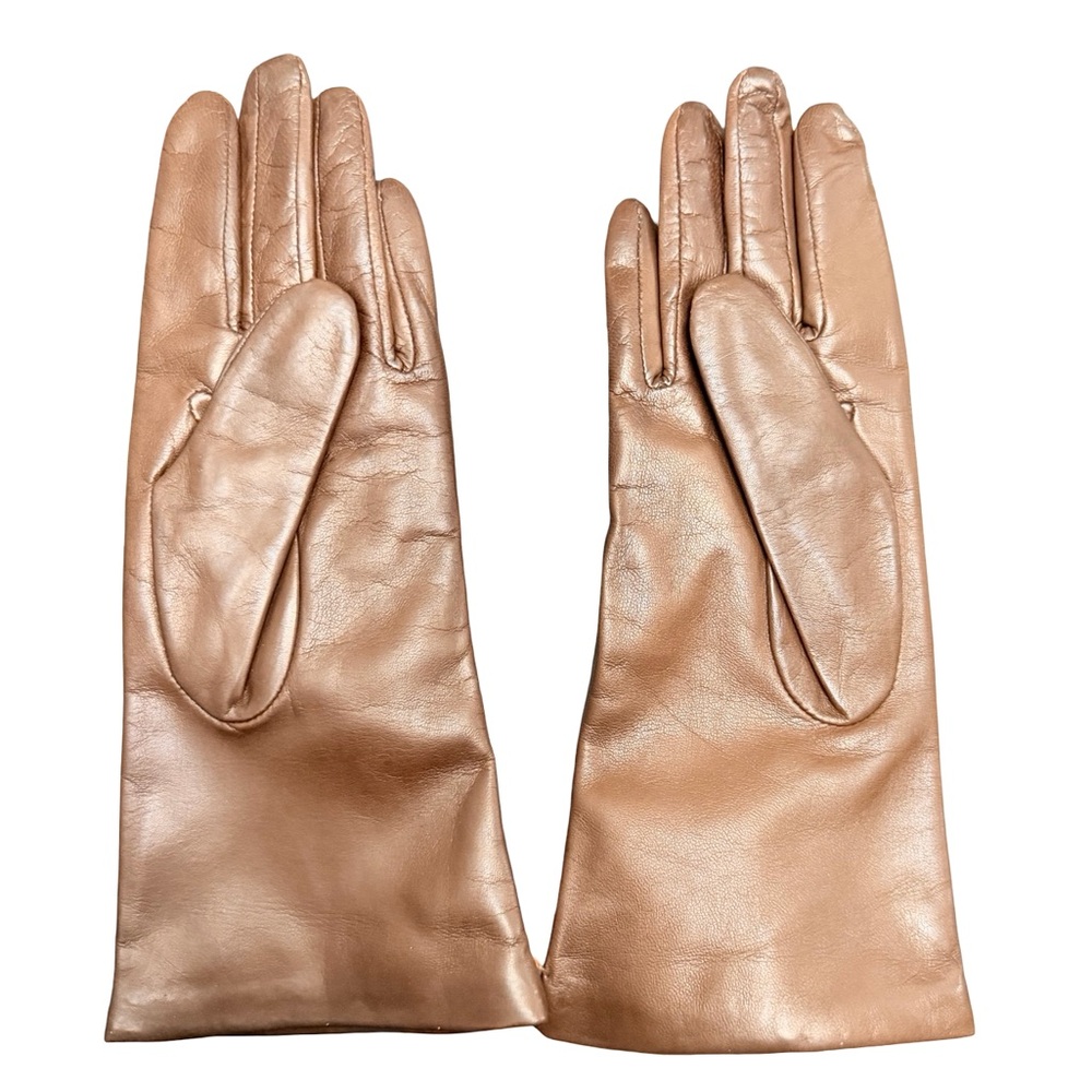 Nordstrom Size 7 Cafe Chic Brown Genuine Leather Gloves Cashmere Wool Lining